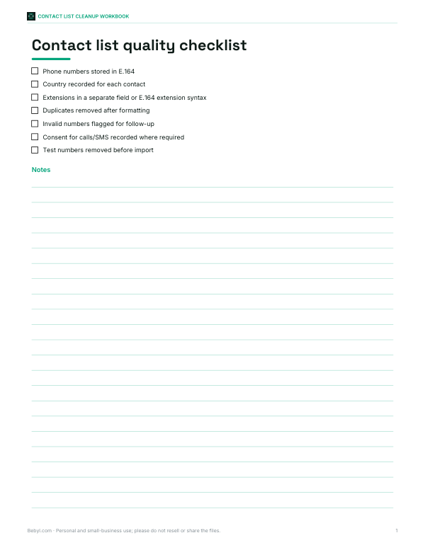 Preview of Printable Contact List Quality Checklist